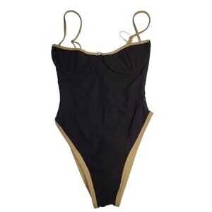 Same Los Angeles Black One Piece Swimsuit Underwire Small NWT High Cut